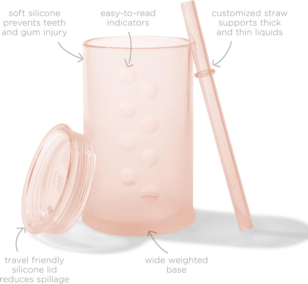 Olababy Clear View Silicone Training Cup with Straw Lid | Toddler Sippy Trainer 12mo+ | Unbreakable