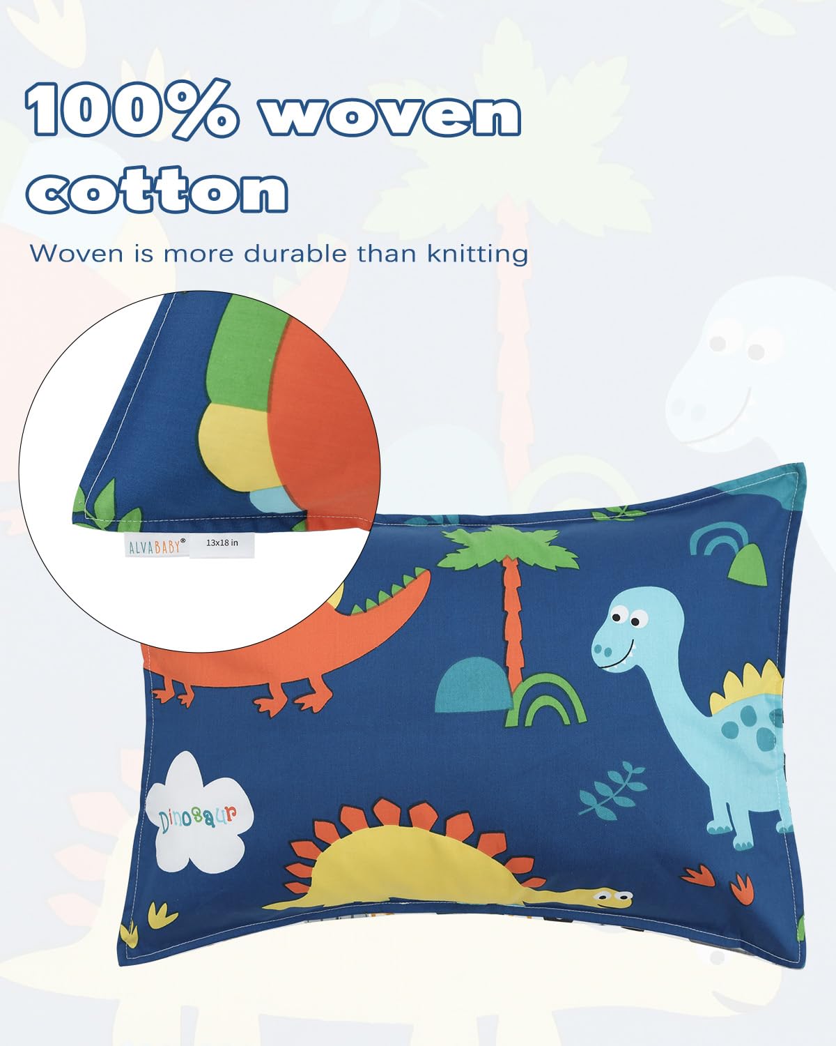 ALVABABY Toddler Pillowcases 2 Pack Organic Cotton Kids Pillow Cover Fit 13"x 18" or 14"x19"