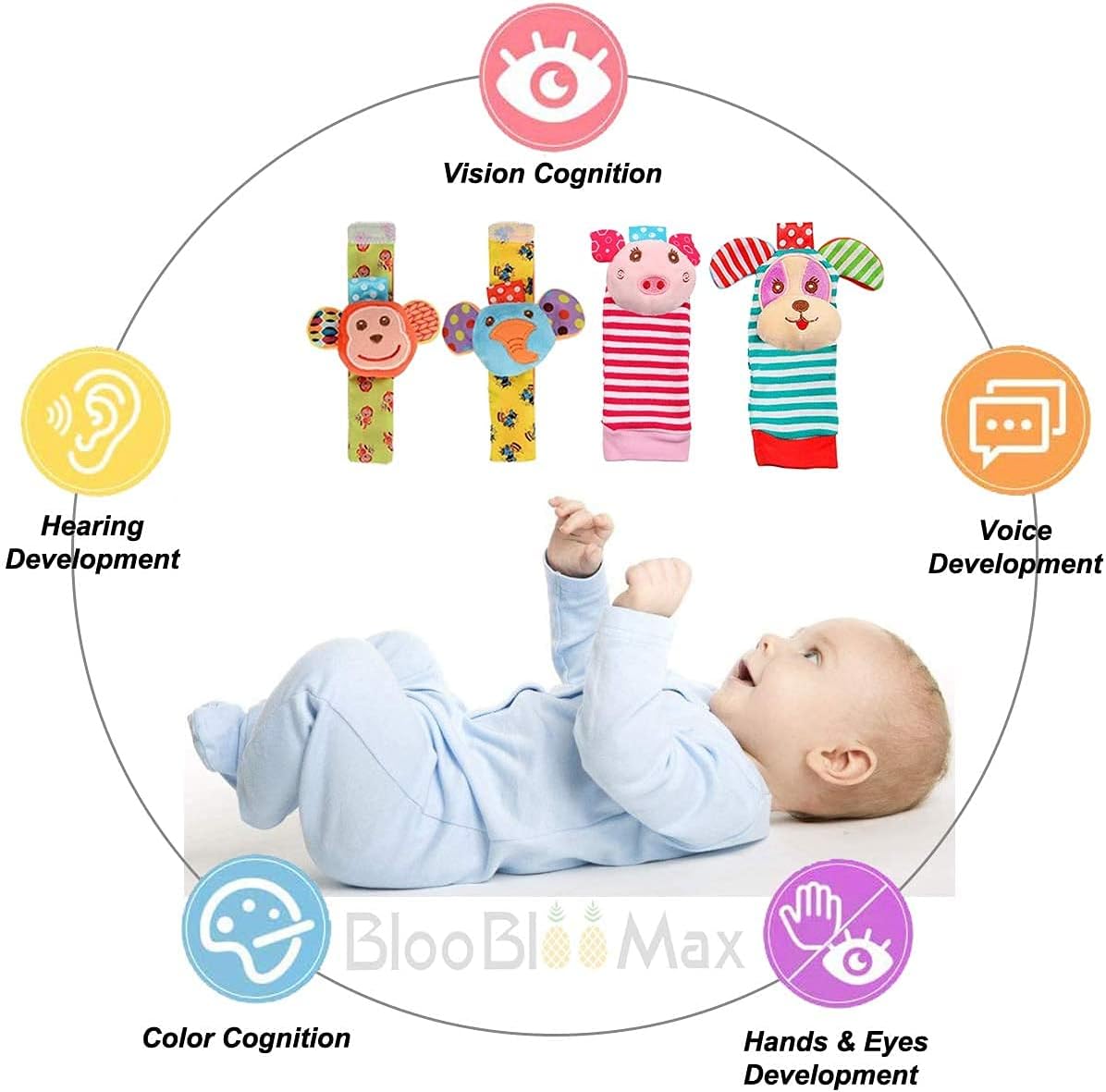 Wrist Rattles Foot Finder Rattle Sock Baby Toy, Rattle Toy, Arm Hand Bracelet Rattle, Feet Leg