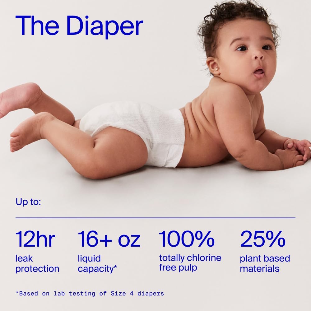Coterie Baby Wipes + Diapers Kit, Size Newborn Diapers (186 Count) & 12 Pack (672 Count) Baby Wipes