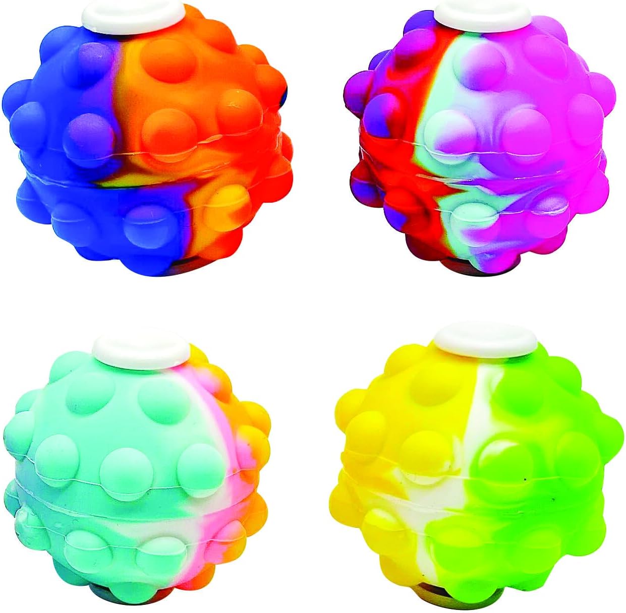 Raymond Geddes Pop 'N' Spin Balls (12 per Box) - Kids and Adult Fidget Toys – Multicolor Pop Fidget