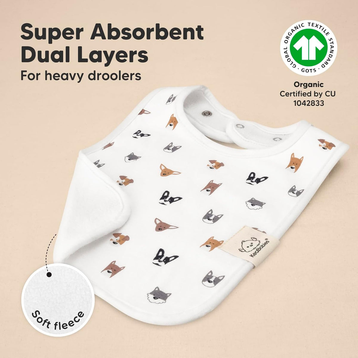 KeaBabies 8-Pack Organic Baby Bibs for Boys, Girls - Super Absorbent Cotton Drool Bibs for Baby