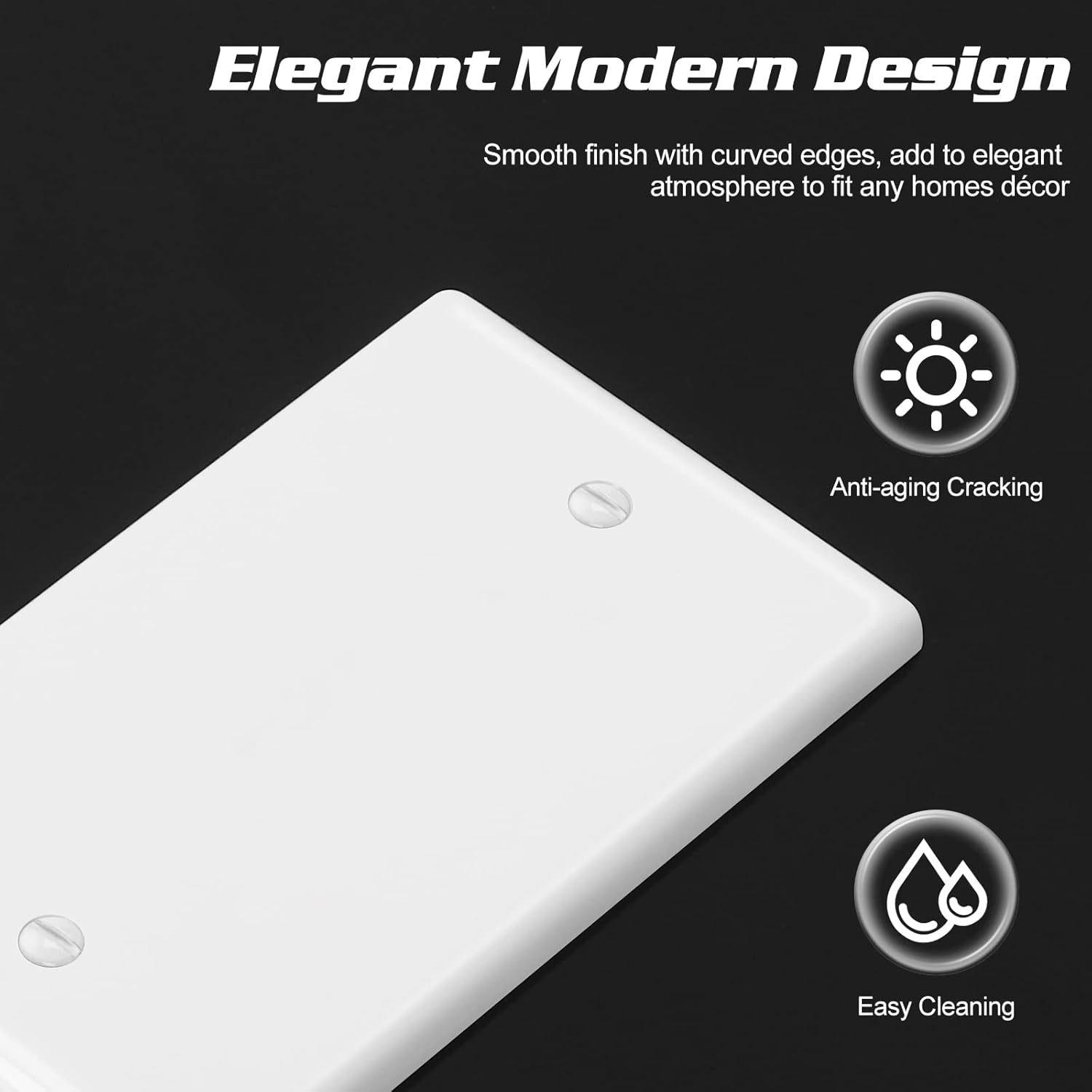 Decorator Wall Plate Blank Switch Plate Outlet Cover,Unbreakable Polycarbonate Thermoplastic, White
