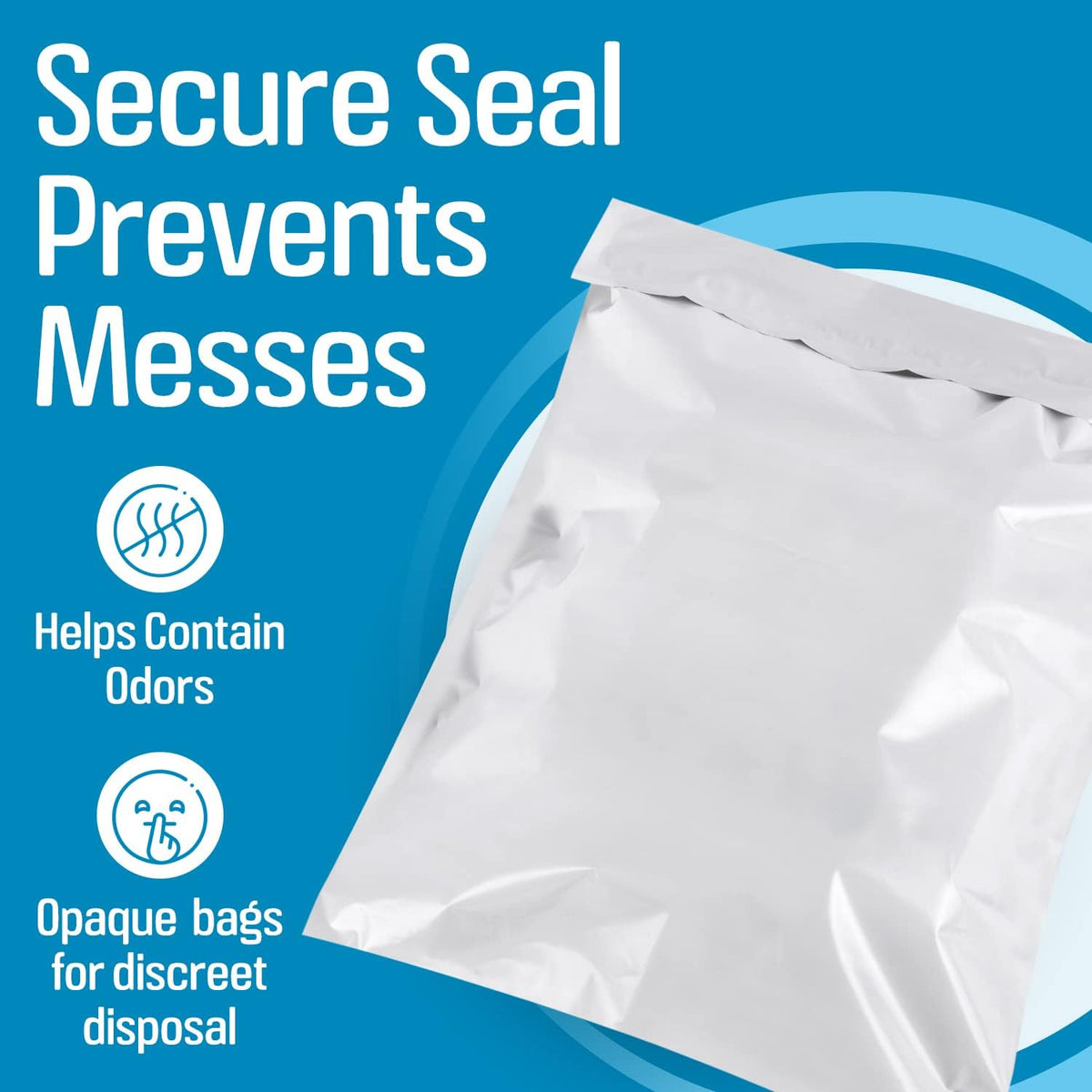 IMPRESA Disposable Adult Diaper Bags - 75-Pack, 12 x 15 in, Unscented - Odor-Proof, Leak-Proof &