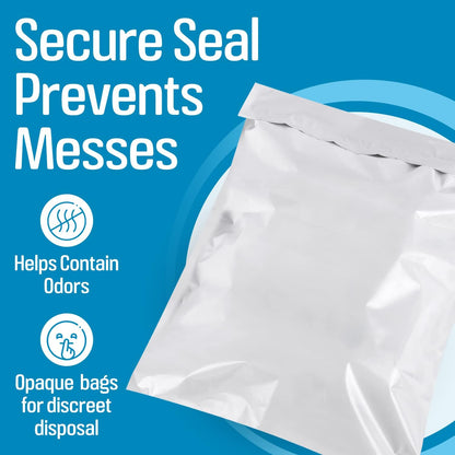 IMPRESA Disposable Adult Diaper Bags - 75-Pack, 12 x 15 in, Unscented - Odor-Proof, Leak-Proof &