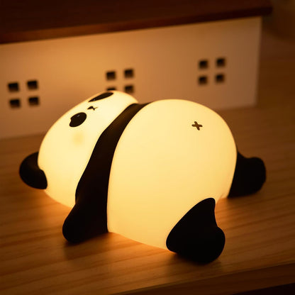 Rechargeable Cute Panda Night Light, 3 Level Dimmable Nursery Nightlight with Timer, Silicone Light