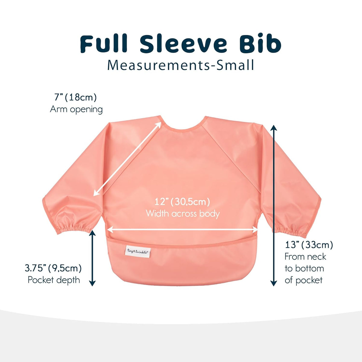 Tiny Twinkle Mess Proof Baby Bibs, 2pk Waterproof Smock Baby Bibs for Eating, Machine Washable Long