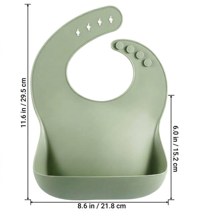 PandaEar Set of 3 Silicone Baby Bibs Waterproof, Soft, Unisex, 10-72 Months (Brown/Blue/Green)
