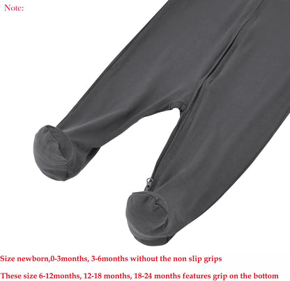 Aablexema Baby Zipper Pajamas Bamboo Rayon, 3pcs Unisex Infant Onesie with Mitten Long Sleeve