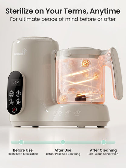 Grownsy Baby Food Maker with Stainless Steel Steam Basket,Steamer & Blender