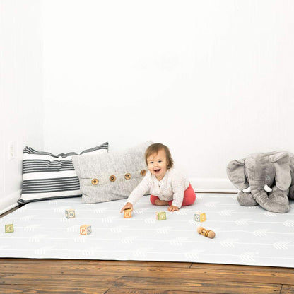 Baby Care Play Mat (Large, Nordic Trails - Morning Fog Arrows) 82'' x 55'' Original One-Piece