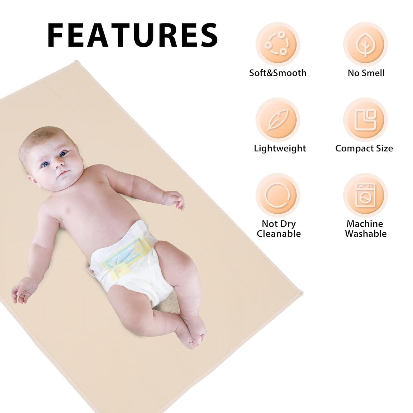 Vegan Leather Baby Changing Mat - Wipeable Portable Changing Pad, Foldable Travel Changing Mat for