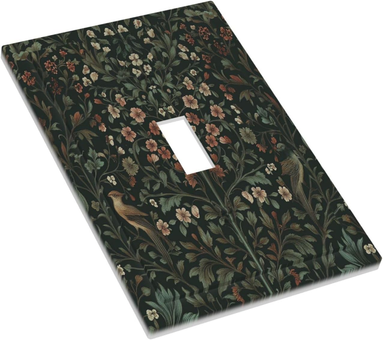 Decorative Light Switch Cover Vintage Morris Colorful Flower Green Leaf 1 Gang Single Toggle Device