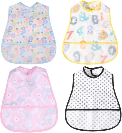 Baby bibs Waterproof Toddler bib - Feeding bib with Pocket for Infant Boy Girl Washable 6-36M