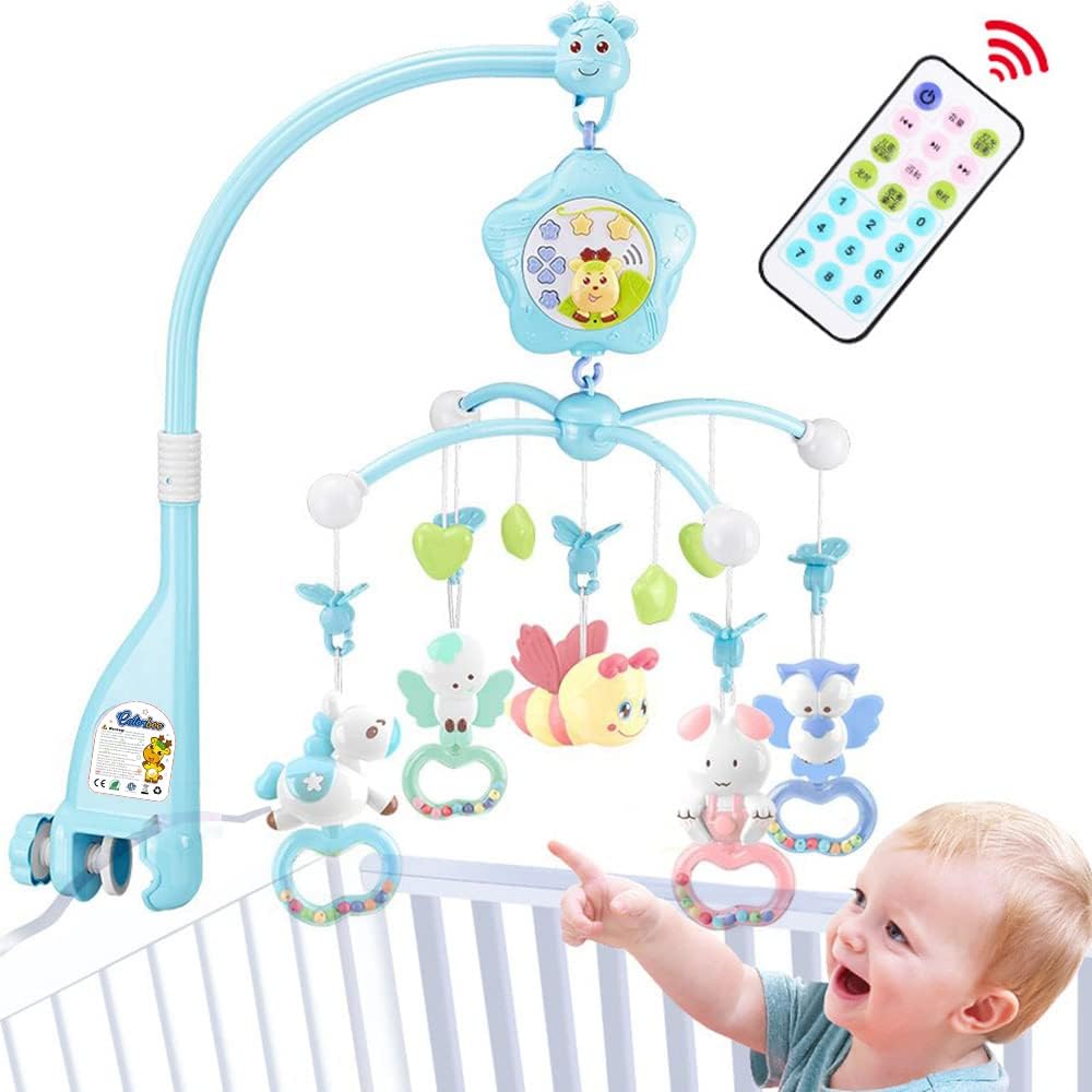 Baby Crib Mobile with Lights and Musicial, Remote, Projector, Newborn Gift for Ages 0+ Months