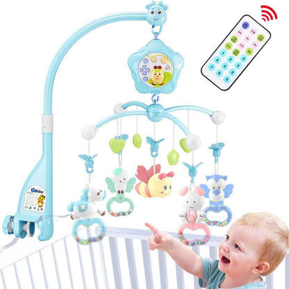 Baby Crib Mobile with Lights and Musicial, Remote, Projector, Newborn Gift for Ages 0+ Months