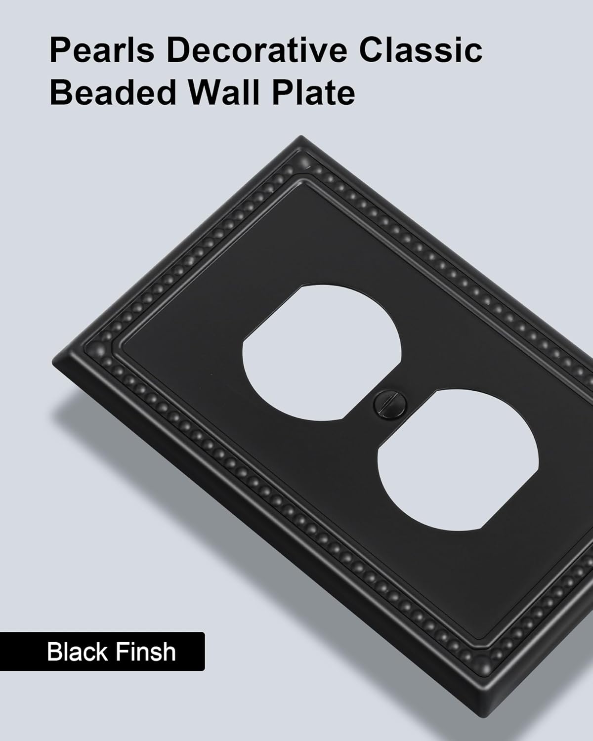 2-Pack Duplex Outlet Cover, Black Metal Wall Plates for Electrical Outlets, 1 Gang Receptacle Light