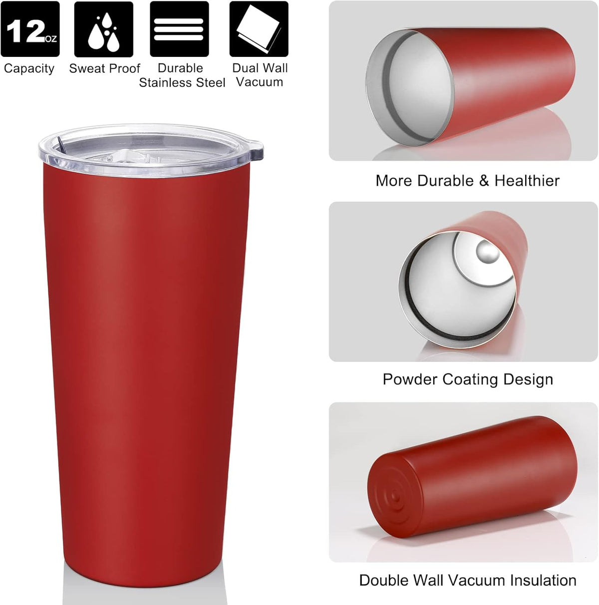 VEGOND 20oz Tumbler Bulk with Lid and Straw 6 Pack, Stainless Steel Vacuum Insulated Tumbler