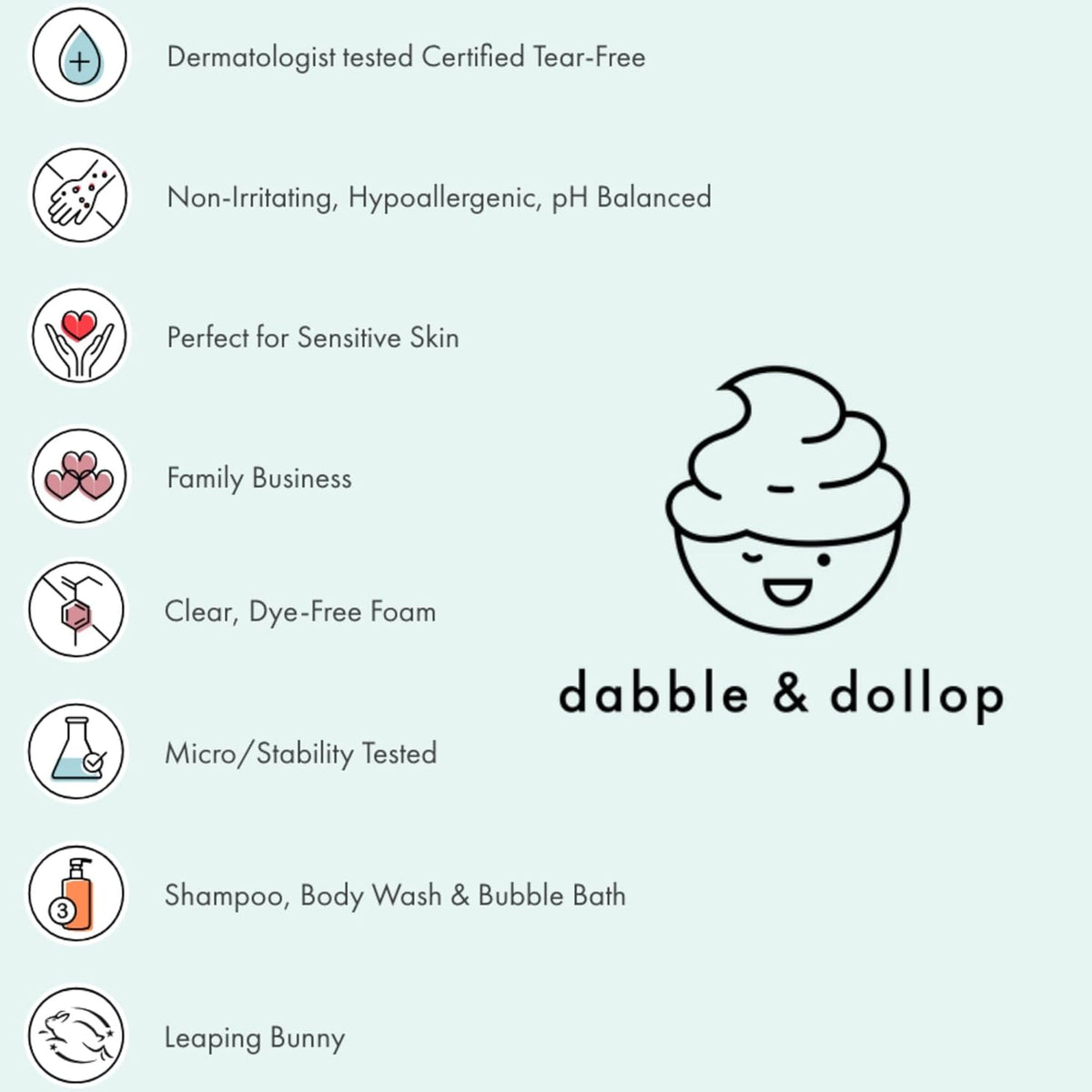 Dabble & Dollop Blueberry + Vanilla Body Wash & Shampoo – 3-in-1 Natural Bubble Bath for Kids, Made