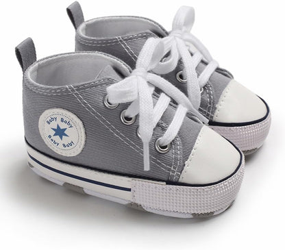 Unisex Baby Girls Boys Canvas High-top Shoes, Newborn Infant Anti-Slip Soft Sole Frist Walking