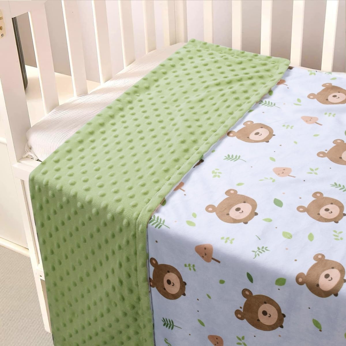 Baby Blanket for Boys Girls Soft Minky with Double Layer Dotted Backing, Cartoon Printed 30 x 40