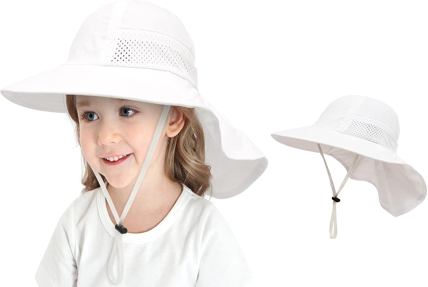 CHUNG Baby Sun Protection Hat Summer Toddler Adjustable UPF 50+ Wide Brim Neck Flap Beach Caps Boys