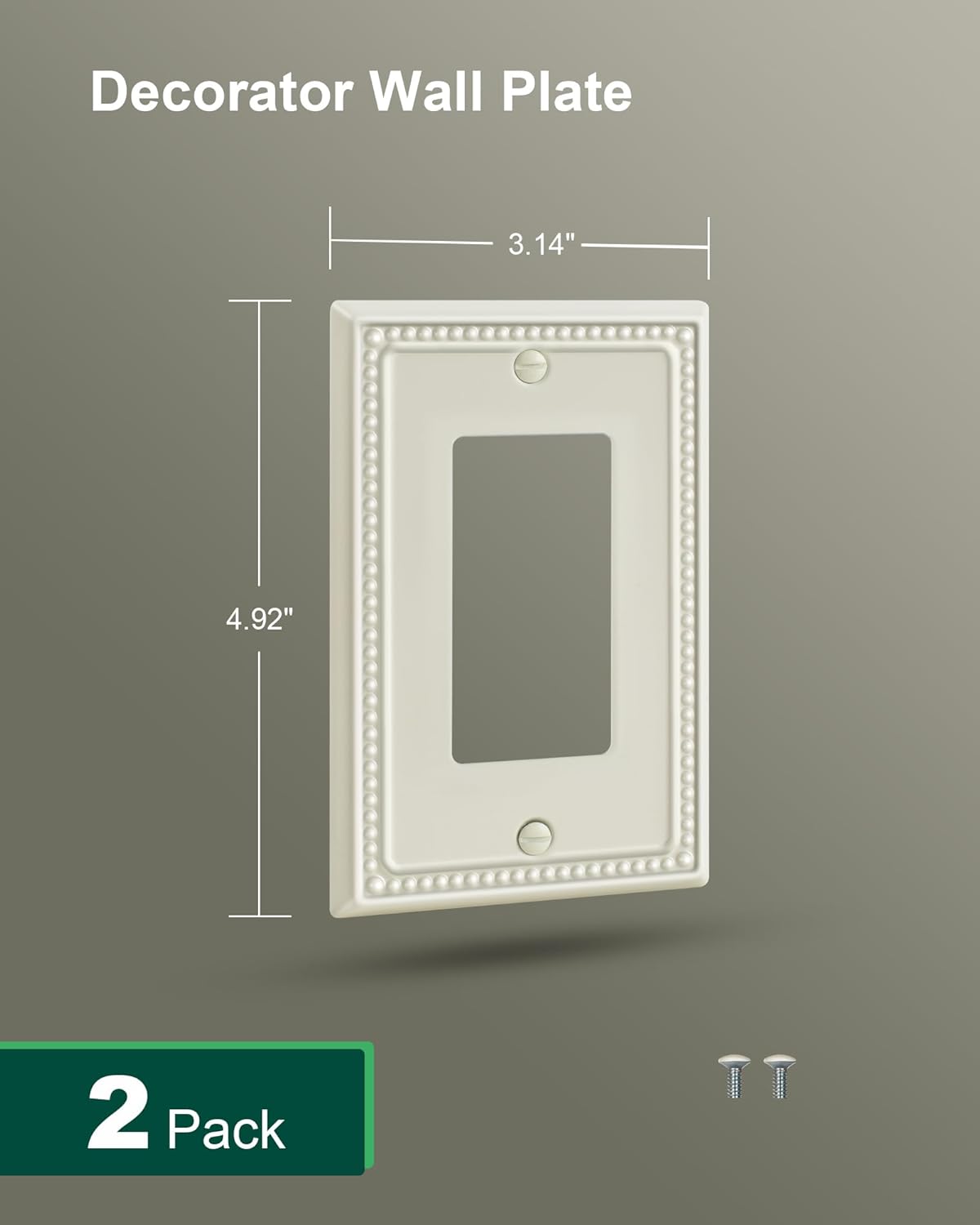 2-Pack Decorator Outlet Cover Plate, Decorative Switch Plates and Outlet Covers, Light Almond Metal