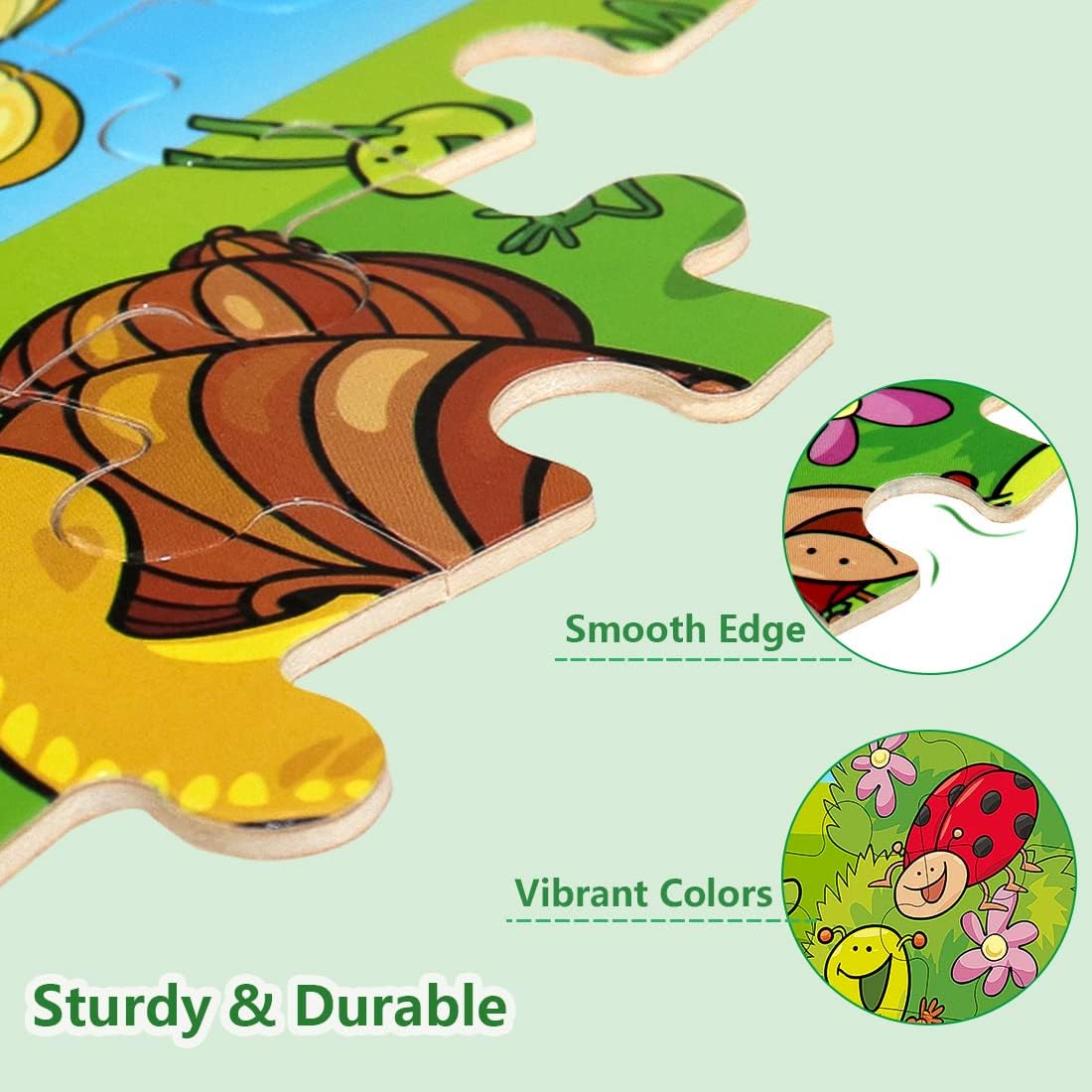 Wooden Puzzles for Kids Ages 3-5, 24 Piece Colorful Learning Toys for Toddler Children