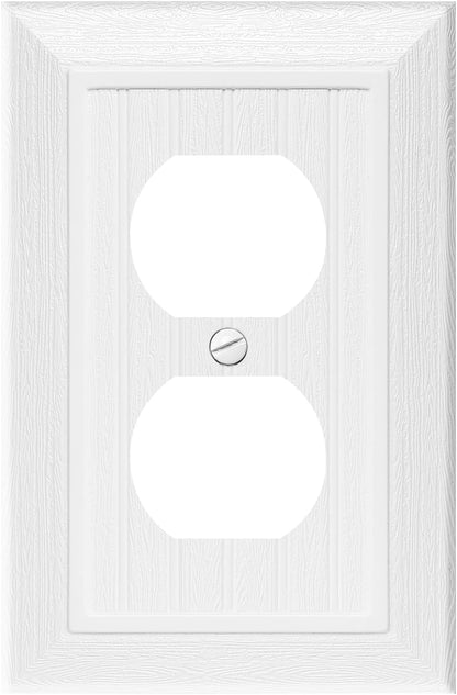 Modern Decorative Wall Plate Switch Plate Outlet Cover, Vintage Retro Wood Grain Design(Single