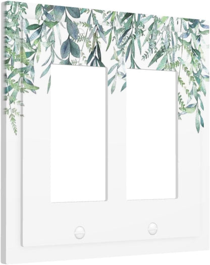 Eucalyptus Leaves Greenery Vine Flowers Simplicity Decorative Outlet Covers 2 Gang Double GFCI