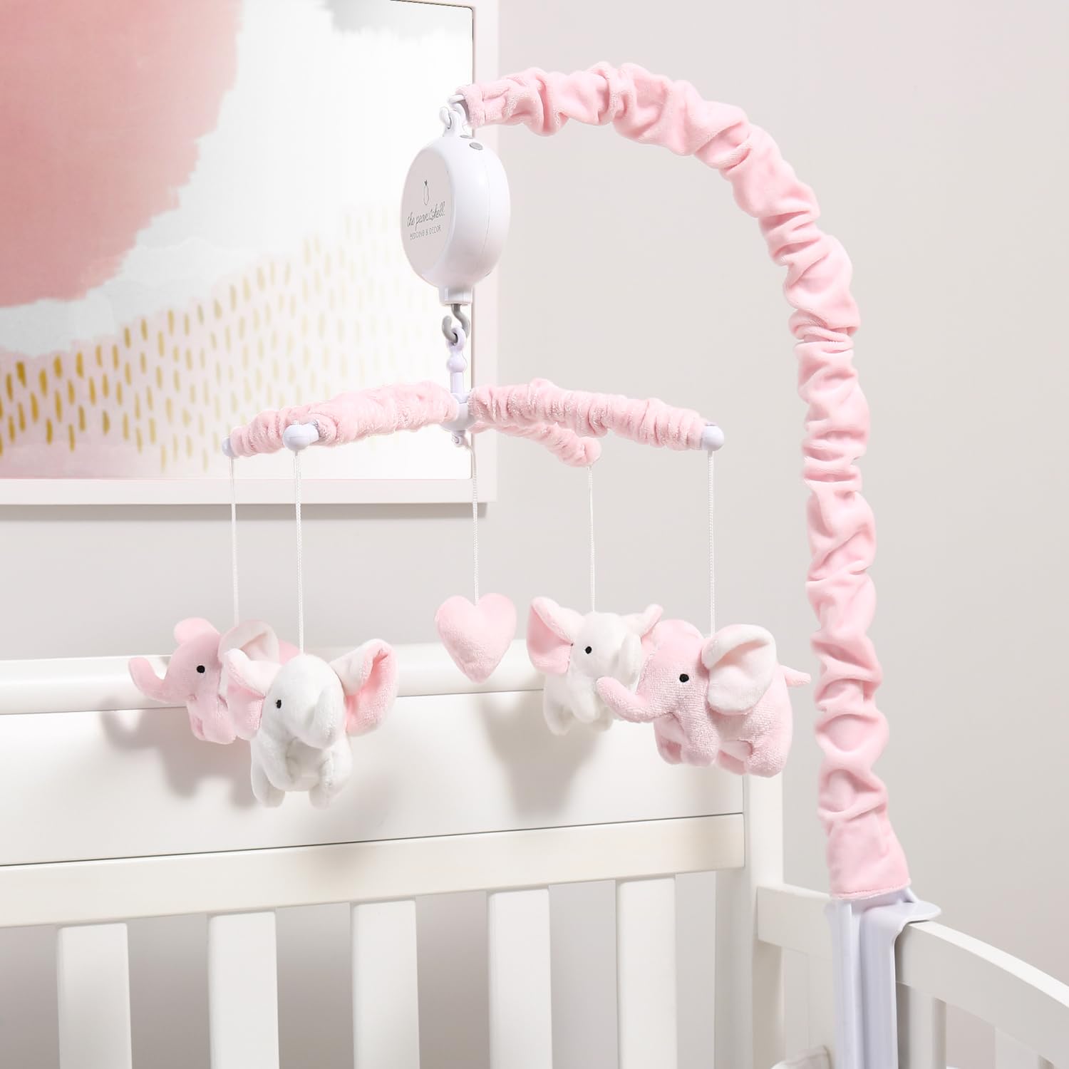 The Peanutshell Crib Mobile for Girls - Soft Pink Musical Baby Crib Mobile with 12 Lullabies, Cute