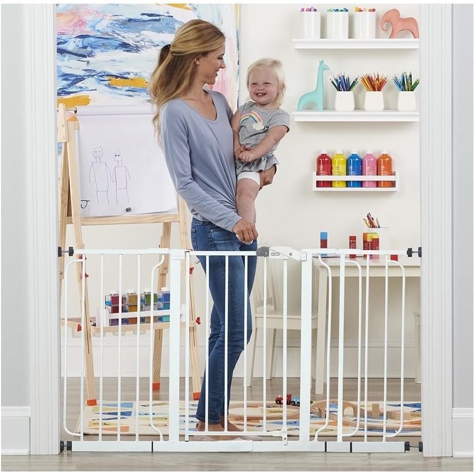 Regalo 56-Inch Extra WideSpan Walk Through Baby Gate, Includes 4-Inch, 8-Inch and 12-Inch