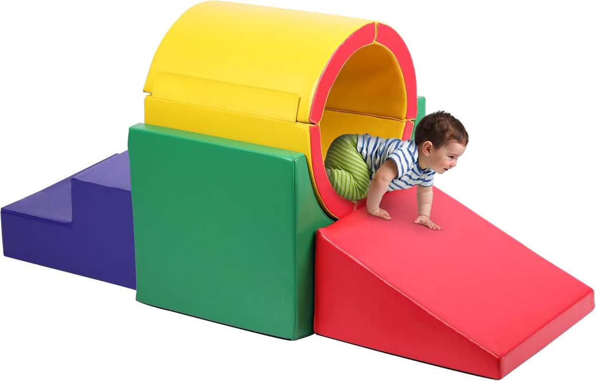 Tunnel/Ramps Foam Climber, Climb & Crawl Foam Activity Play Set for Toddlers and Kids, Safe Indoor