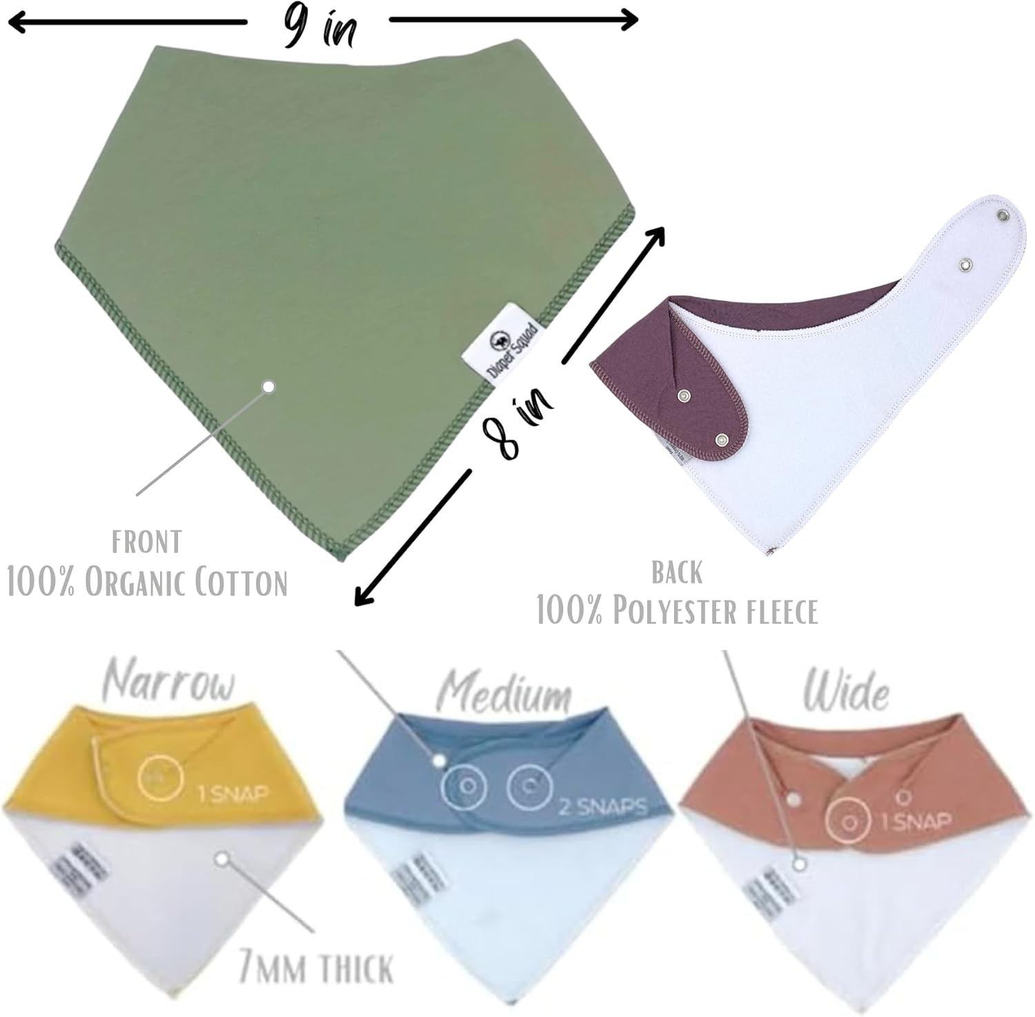 DiaperSquad's Baby Bibs for Drooling and Teething, Bibs for Boys, Baby Girl - Solid Cotton Baby