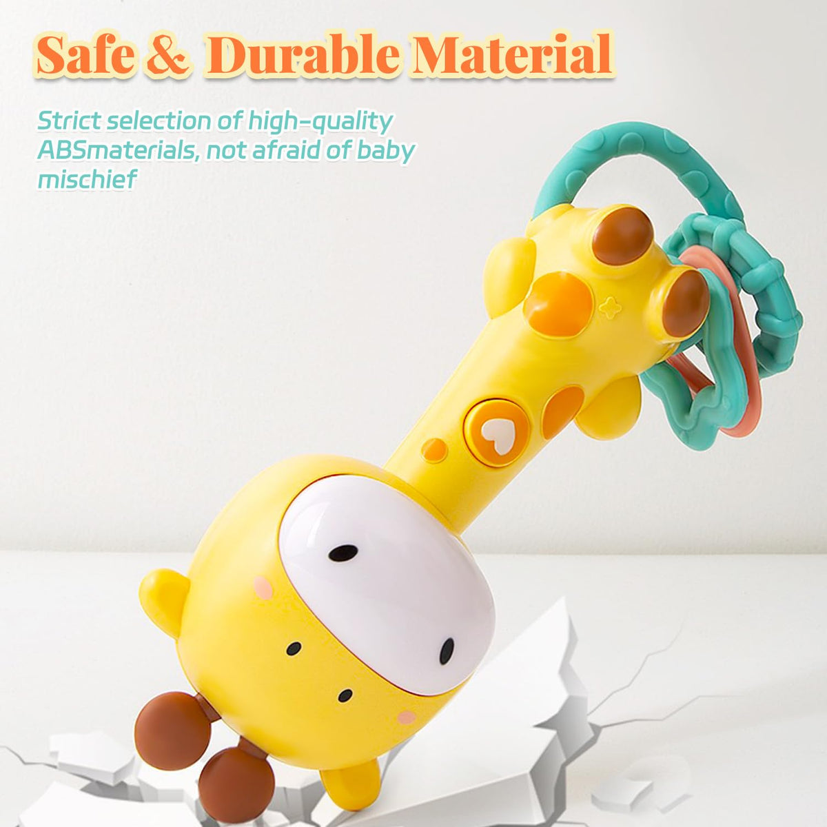 Baby Music Rattle, Teething Toys for Infants 6-12-18 Months Toddlers, Light-Up & Chew Sensory Toys