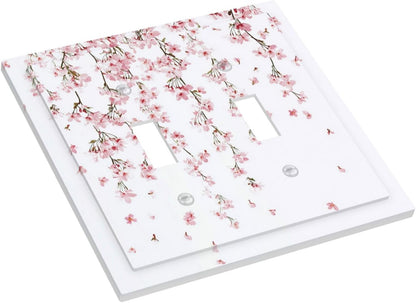 Decorative Switch Plates Sakura Plant Floral Pink Flowers 2 Gang Double Toggle Outlet Light Switch