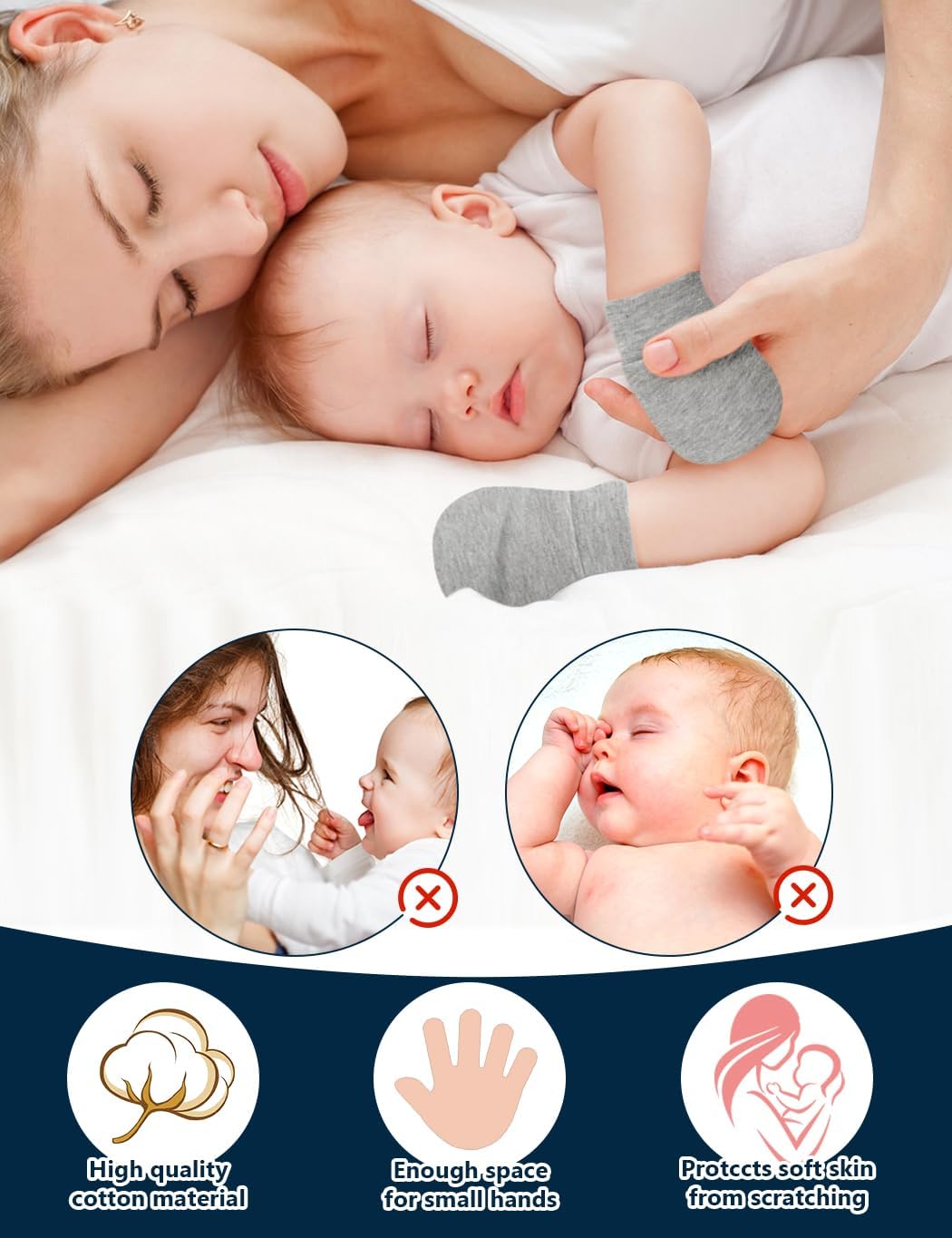 Cute Baby Mittens Newborn, No Scratch Baby Boy Mittens, Baby Girl Hat Gloves for Toddlers, Infant