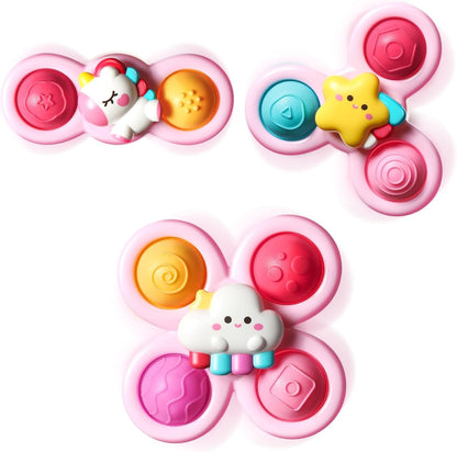 ALASOU 3PCS Pop Suction Cup Spinner Toys for 1 Year Old Boy Girl|Novelty Spinning Tops Toddler Toys