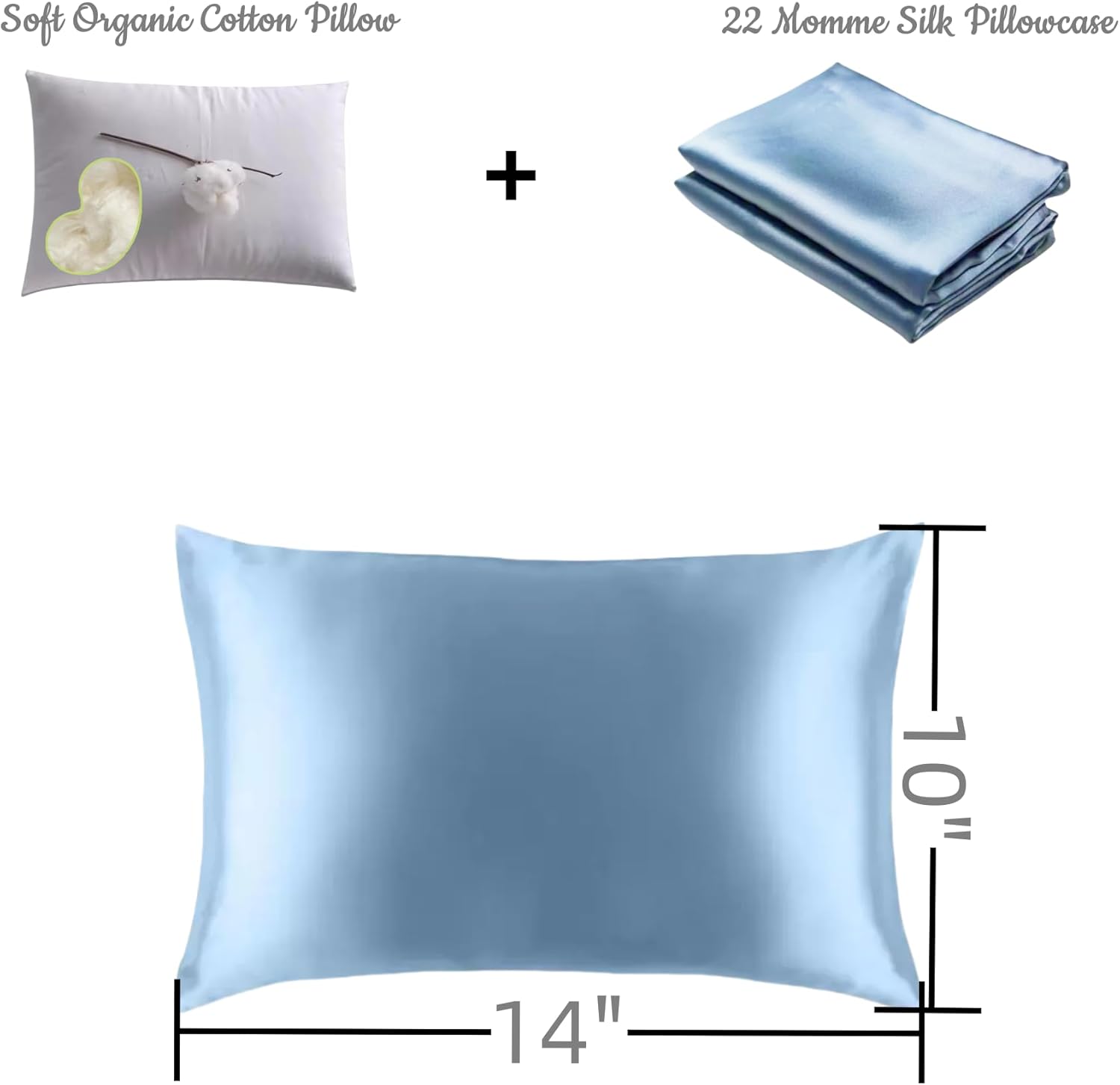 Organic Silk Baby Pillowcase with Zipper, Small 10"x13" Pillow Cover for Boys & Girls, Ideal for