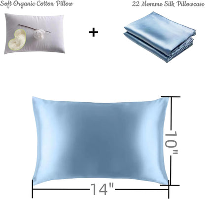 Organic Silk Baby Pillowcase with Zipper, Small 10"x13" Pillow Cover for Boys & Girls, Ideal for