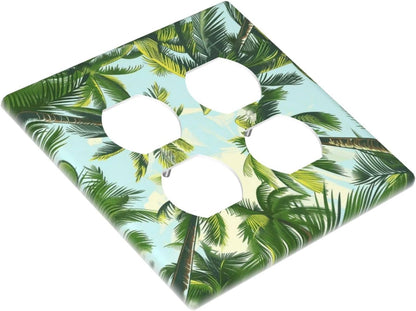 Summer Sky Coconut Palms Trees Green Plants Leaf Outlet Covers 2 Gang Double Duplex Decorative