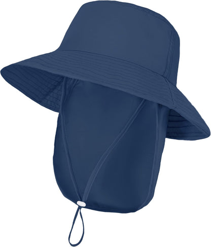 Baby Sun Hat Toddler Bucket Hats with Removable Neck Flap for Boys Girls Kids with Wide Brim Summer