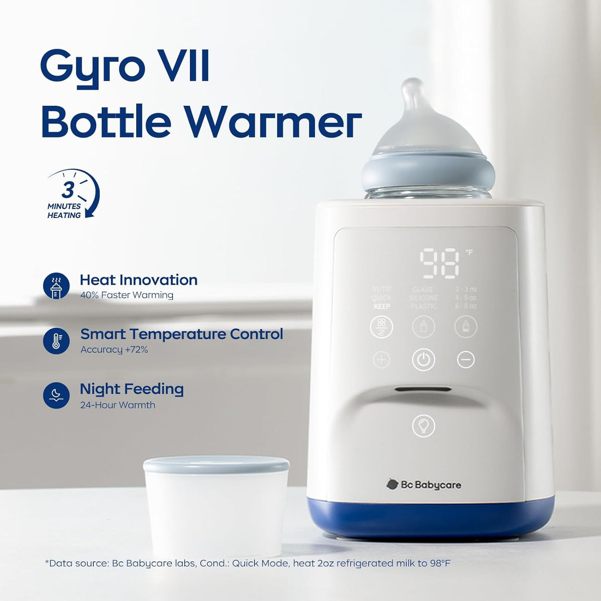 Bc Babycare Bottle Warmer,10-in-1 Fast Baby Milk Warmer with Smart Temperature Control, Rotating