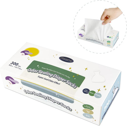 Odor Sealing Disposable Diaper Bags XS/300 Count Diaper Sacks Scented Diaper Trash Bags Large
