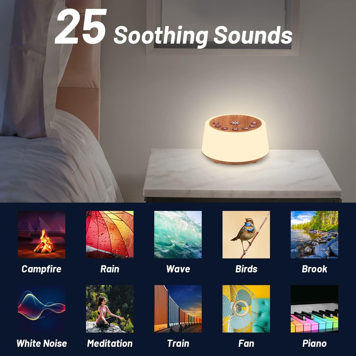 Color Noise Sound Machines with 10 Colors Night Light 25 Soothing Sounds and Sleep White Noise