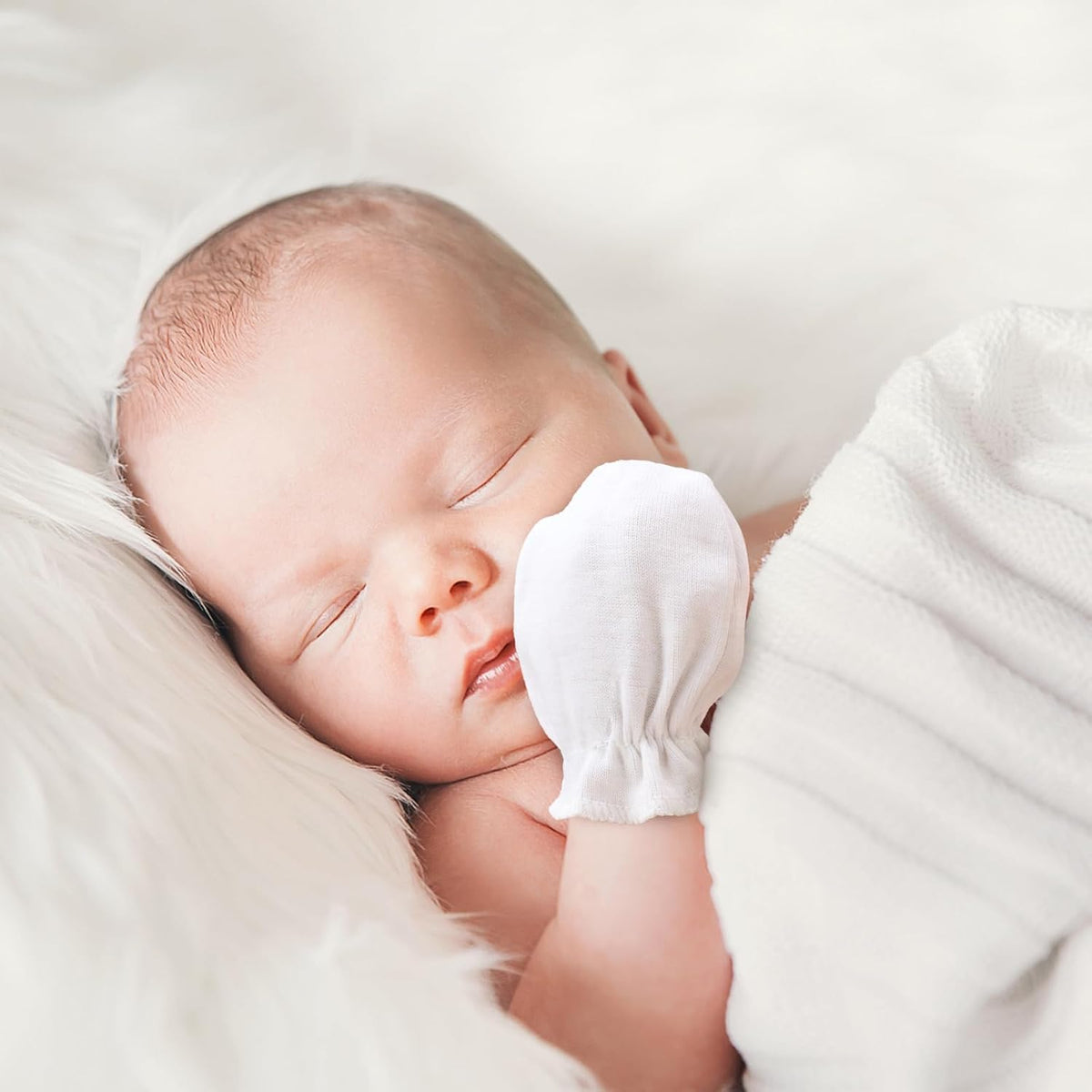BQUBO Newborn Infant Toddler Mittens No Scratch Cotton Elastic Wrist Gloves Hypoallergenic for 0-6