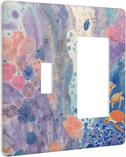 Turtle Coral Fish Watercolor Colorful Underwater World Outlet Covers 1 Toggle 1 Rocker Combination