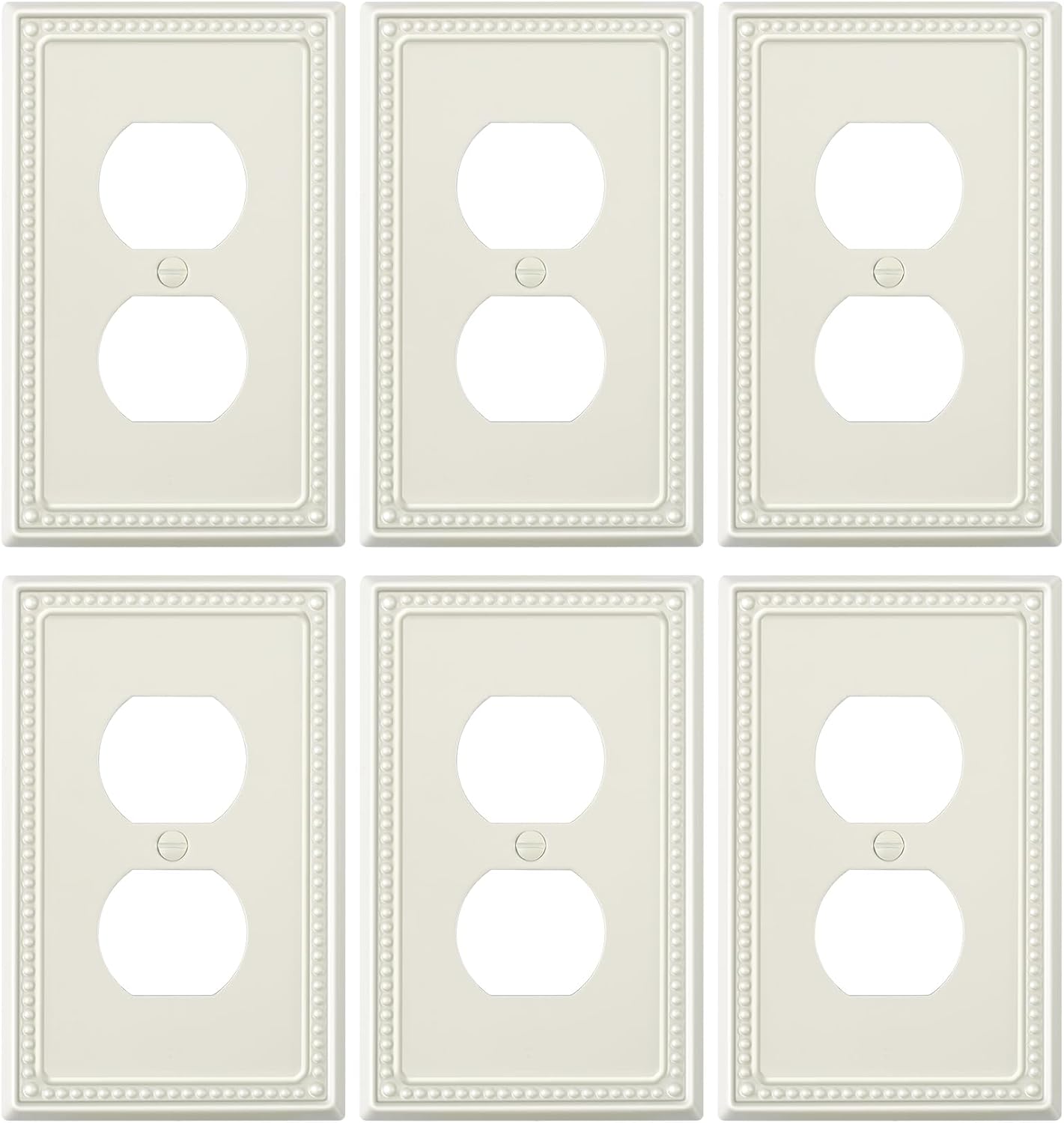 6-Pack Duplex Outlet Cover Plate, Light Almond Metal Wall Plates for Electrical Outlets, 1 Gang