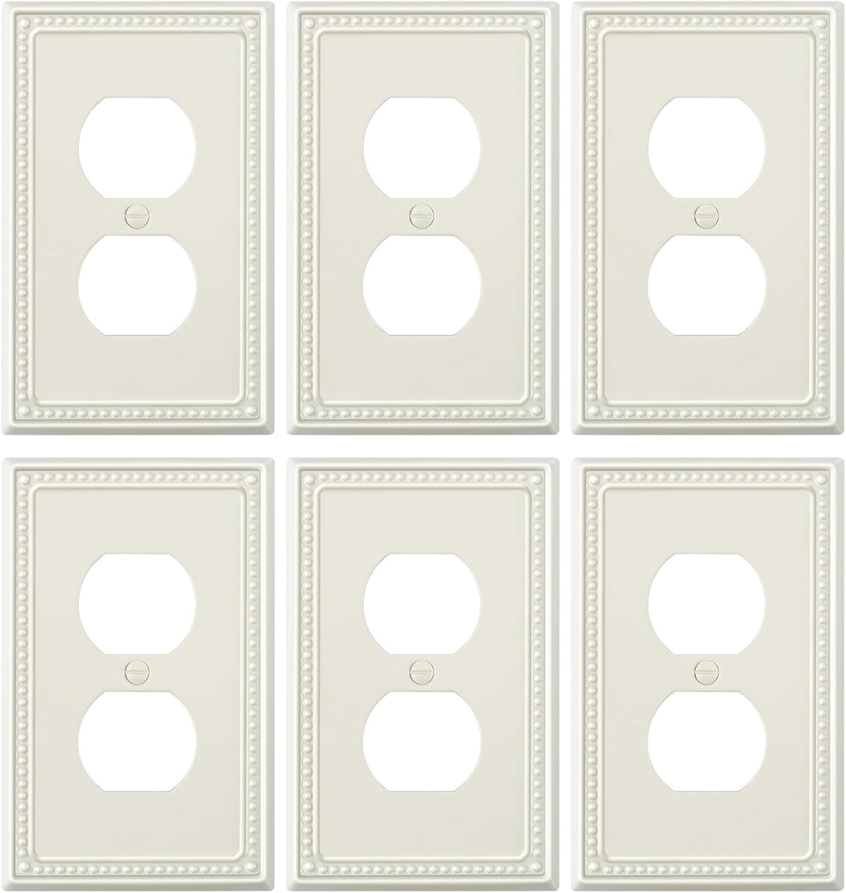 6-Pack Duplex Outlet Cover Plate, Light Almond Metal Wall Plates for Electrical Outlets, 1 Gang