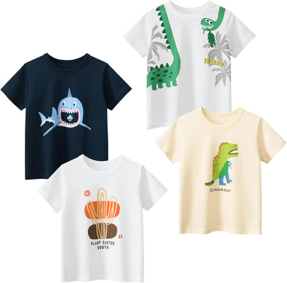Boys' 4-Pack Excavator Short Sleeve Crewneck T-Shirts Top Tee Size 2-7 Years Toddler Boys' Value